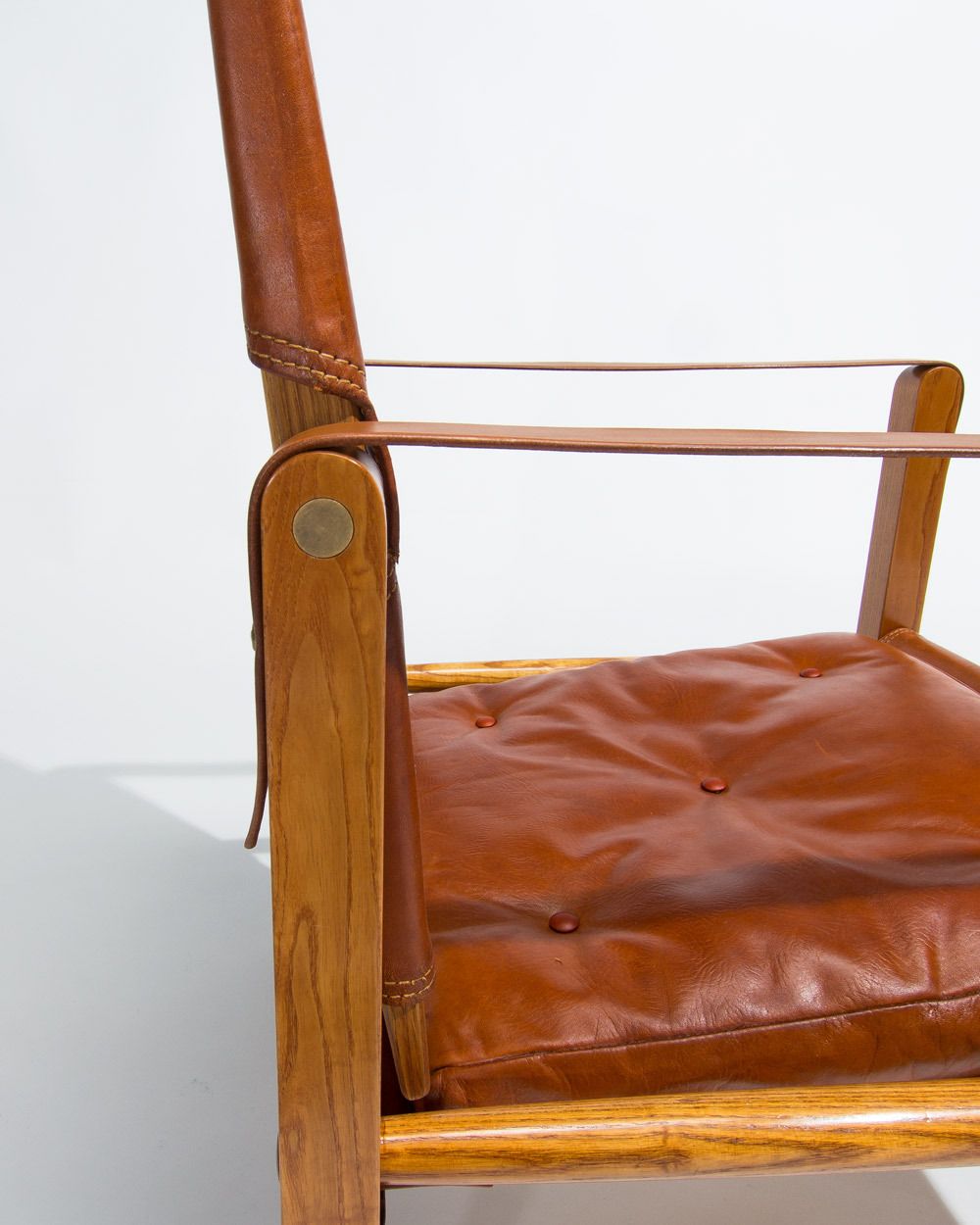 Kaare Klint Safari Chair In Oak And Leather By Rud Rasmussen photo vintage