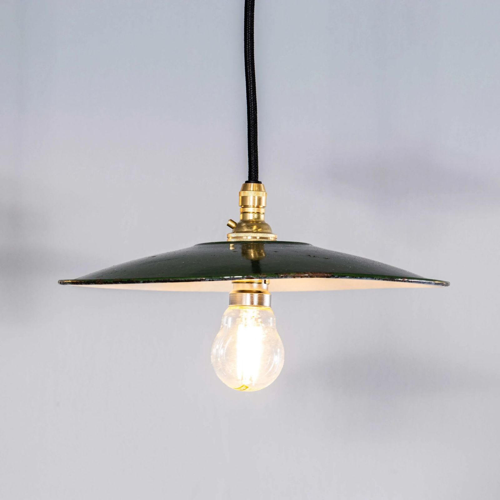 1930’s French Green Café Enamel Coolie Lights – 9.5 Inch photo for sale