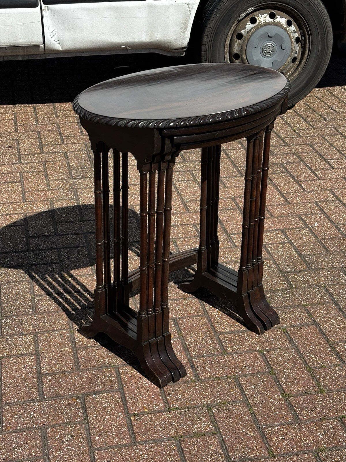 photo vinterior Mahogany Quartetto Nest Of Tables. Faux Bamboo Legs,Perfect Coffee / Lamp Tables