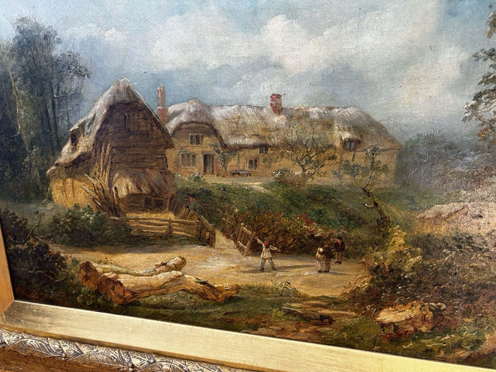 Victorian Gilt Framed Oil On Canvas, " The Old Cottage, R.Randell photo for sale
