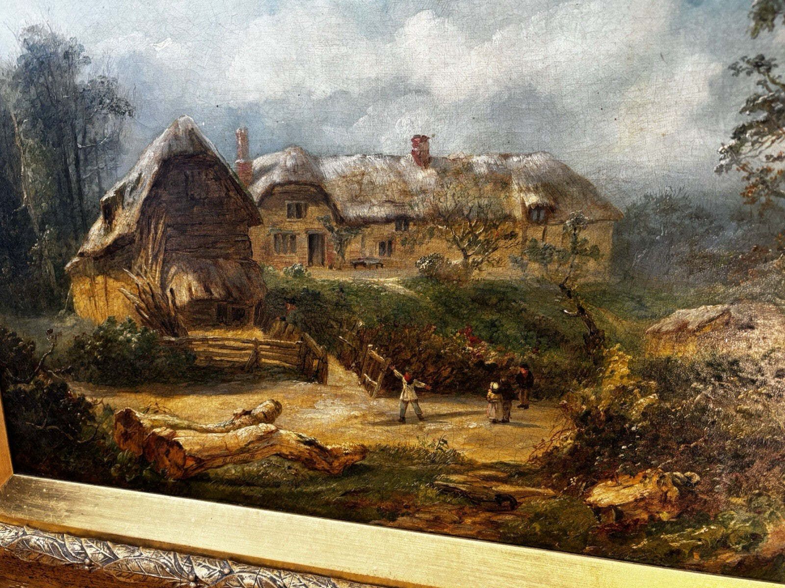 Victorian Gilt Framed Oil On Canvas, " The Old Cottage, R.Randell photo vinterior