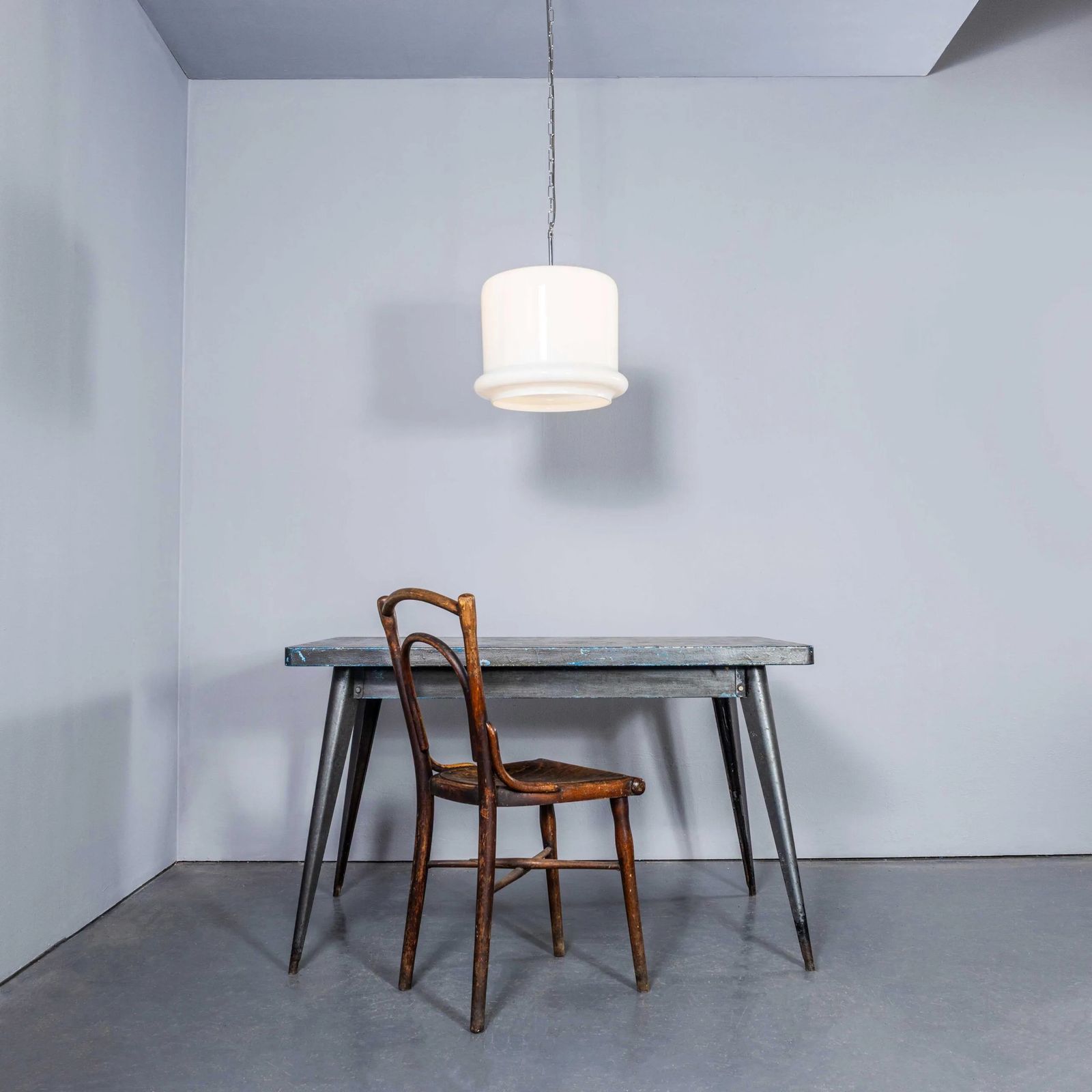 1950’s Very Large Top Hat Opaline Pendant Lamps photo for sale