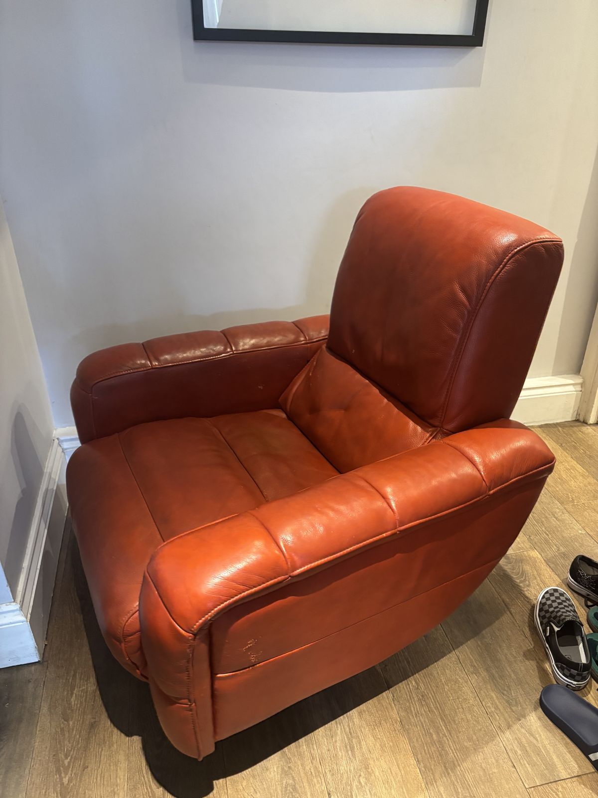 Retro Orange Leather Swivel Chair photo furniture