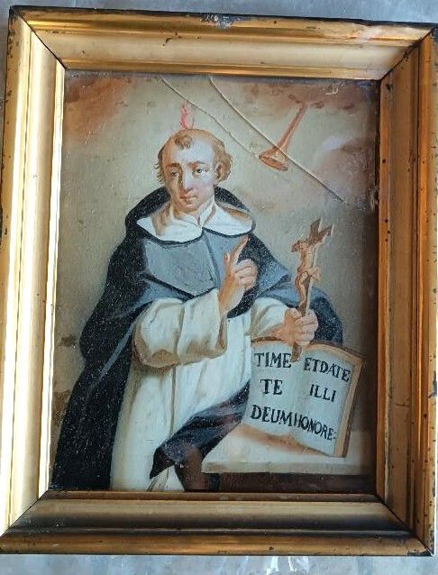 Antique Glass Painting   Saint Vincent Ferrer photo furniture