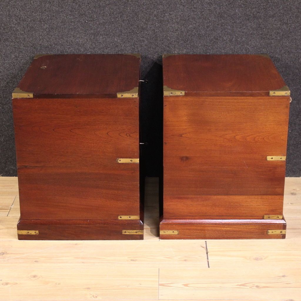 Pair Of English Naval Style Bedside Tables From The 20th Century photo furniture