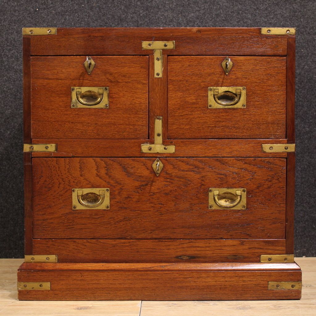Furniture Pair Of English Naval Style Bedside Tables From The 20th Century photo