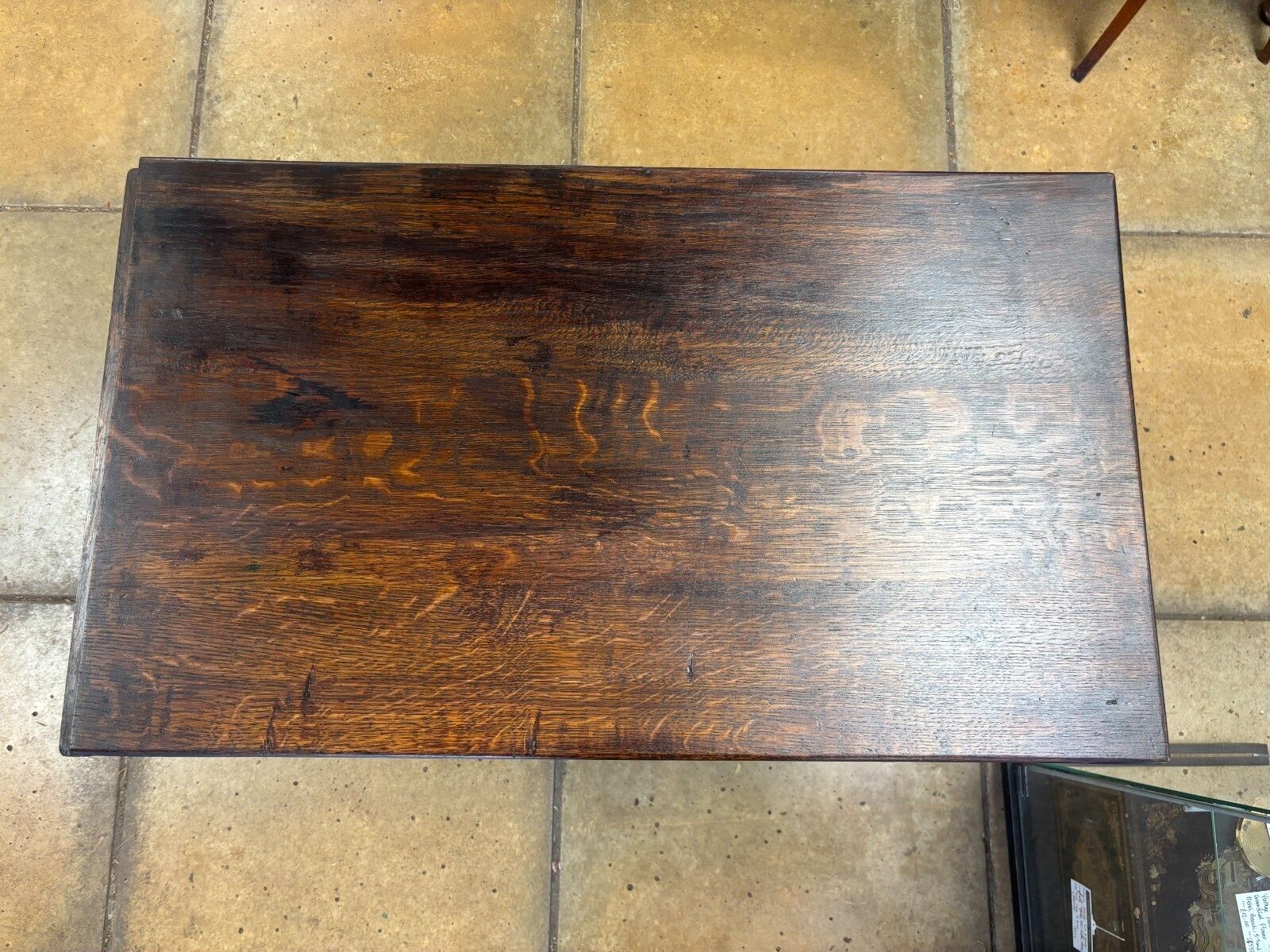 Antique 1920's Dark Oak Child's Desk With Lateral Wing & Drawers photo Furniture