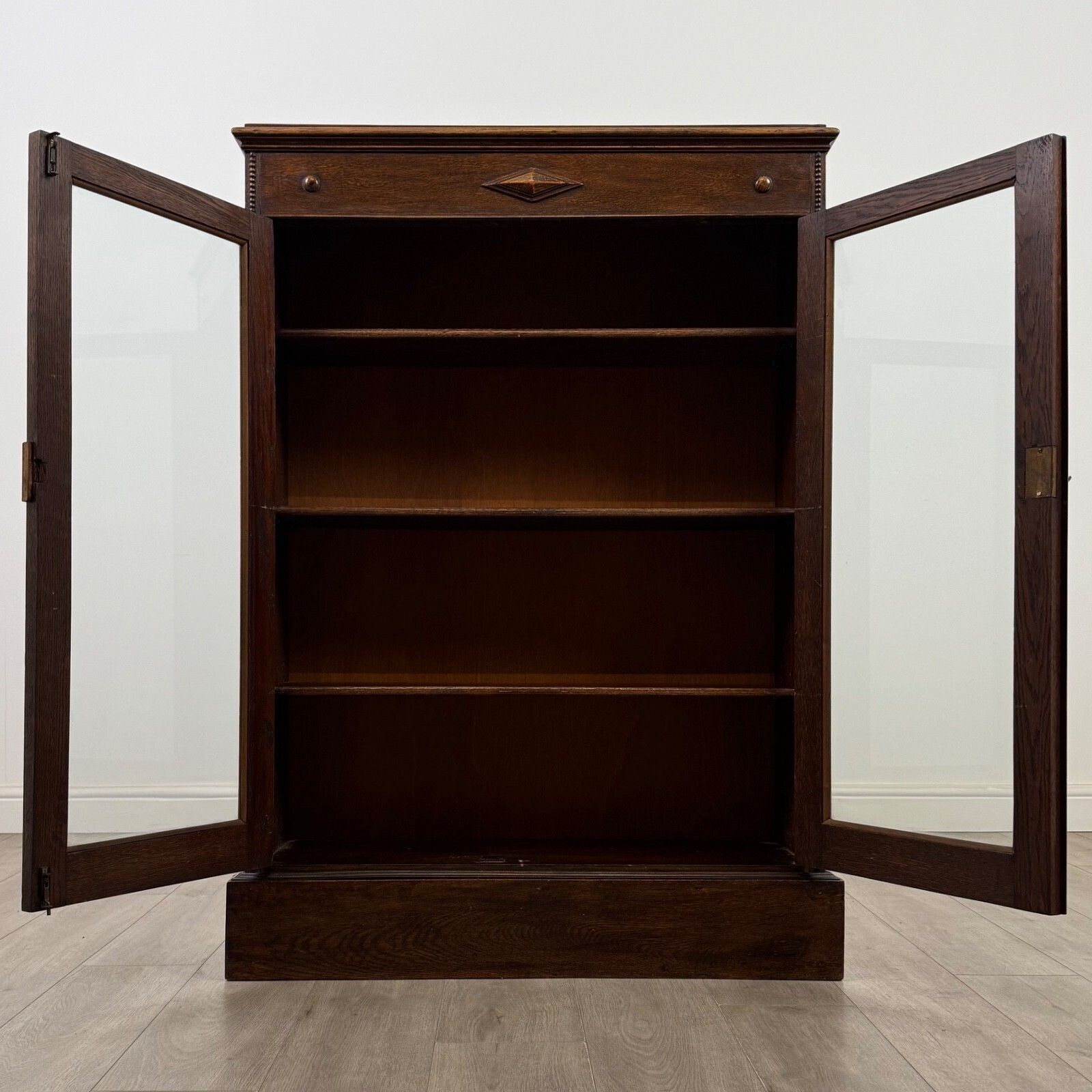 Antique 20th Century Jacobean Style Display Cabinet In Oak ( Af 5384 ) photo furniture