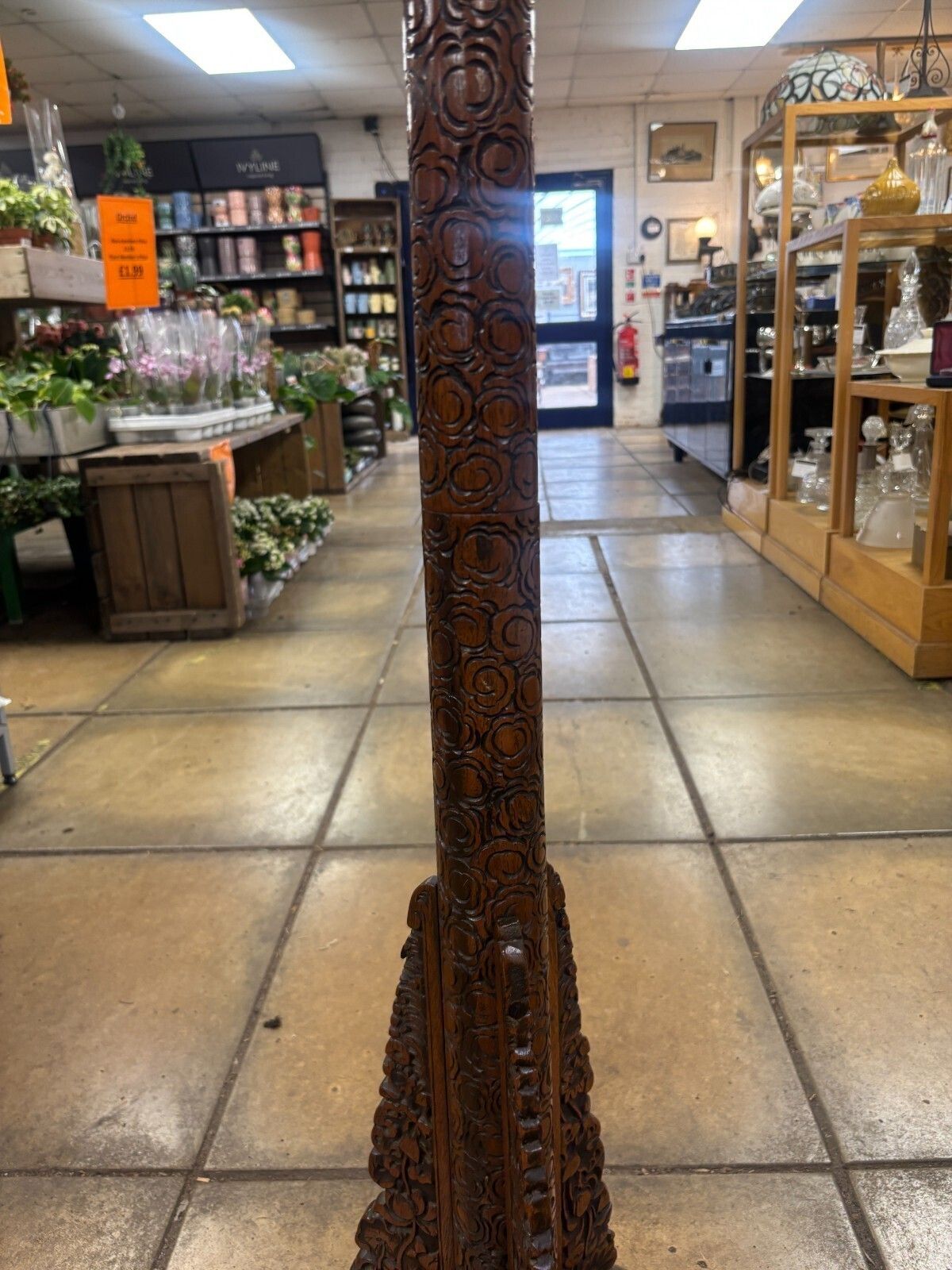 Stunning Early 20th Century Chinese Hand Carved Hardwood Floor Lamp Stand photo buy