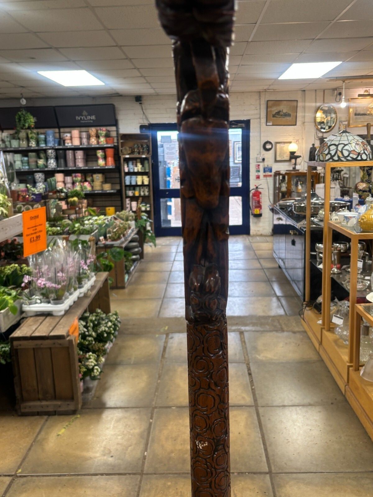 photo for sale Stunning Early 20th Century Chinese Hand Carved Hardwood Floor Lamp Stand