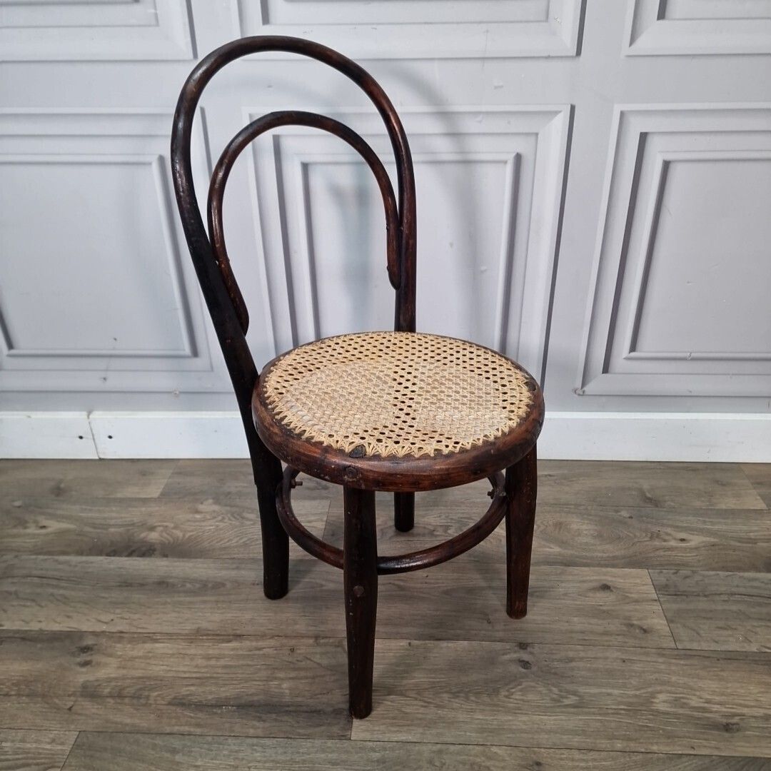 Child's Bistro Chair   Single Small Vintage Thonet Bentwood Wood Mid Century photo furniture