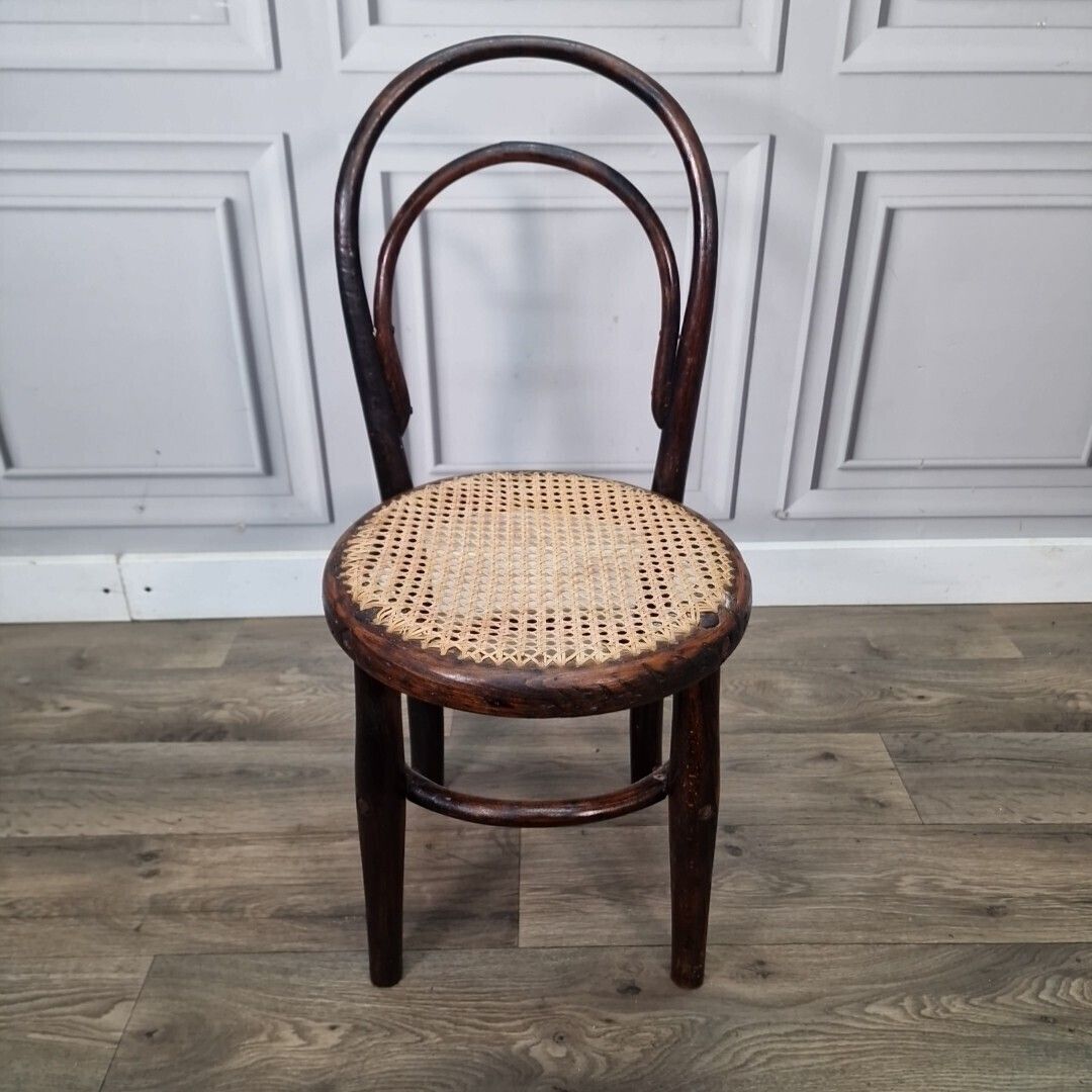Child's Bistro Chair   Single Small Vintage Thonet Bentwood Wood Mid Century photo vinterior