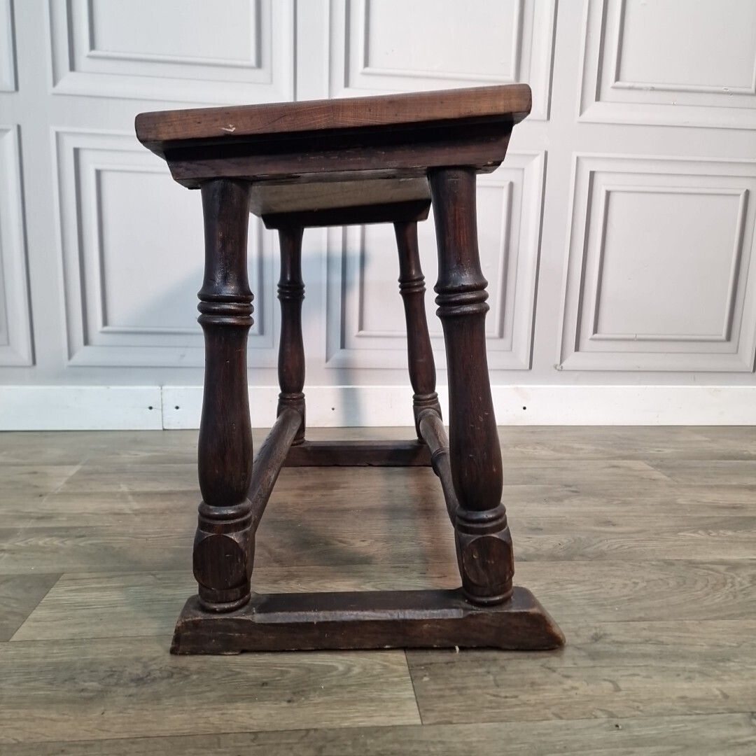 photo vinterior Antique Oak Prayer Table   Turned Wooden Slanted Hall Side   Sloped Joint Stool