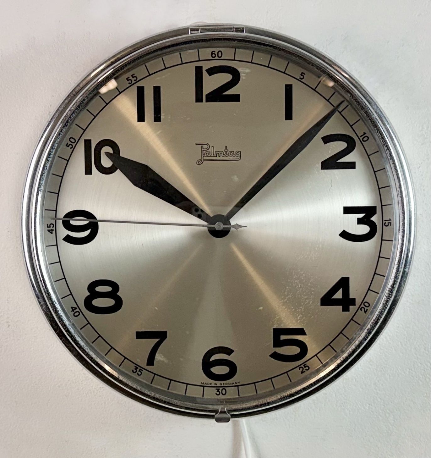 Vintage German Electric Wall Clock From Palmtag, 1960s photo for sale