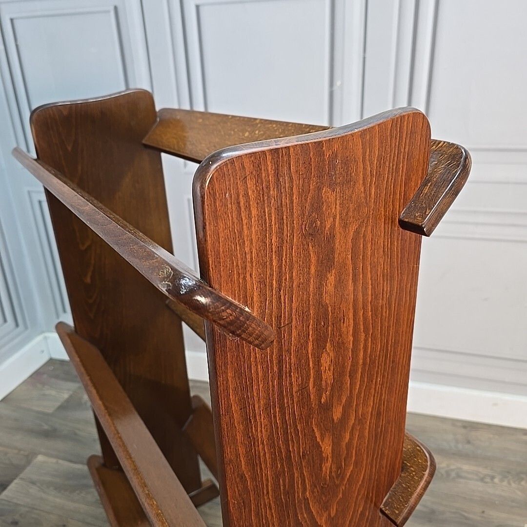 Furniture Vintage Wooden Book Trough – Bookcase Slatted 3 Tier Bookshelf Stand Solid Beech photo