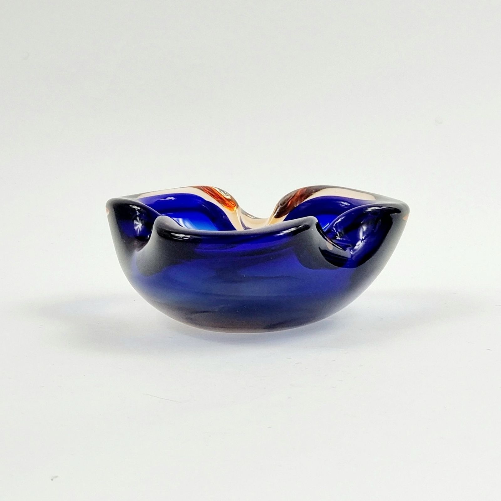 Mid Century Blue Murano Glass Bowl/Catchall By Flavio Poli For Seguso, Italy, 1960s photo for sale