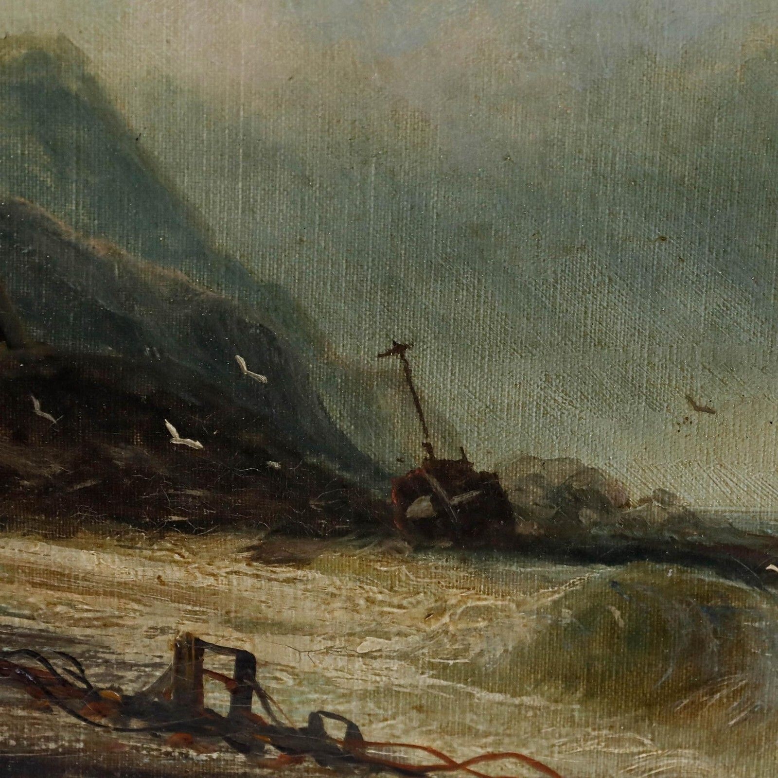 W. Byron (1860 1920)   Late 19th Century Oil, Shipwreck Under The Cliffs photo 275.0