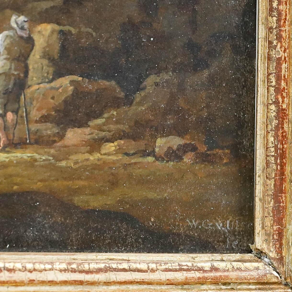 photo furniture W.G. Van Ulsen (1762 1830)   Watercolour, Figures Before A Gushing Waterfall