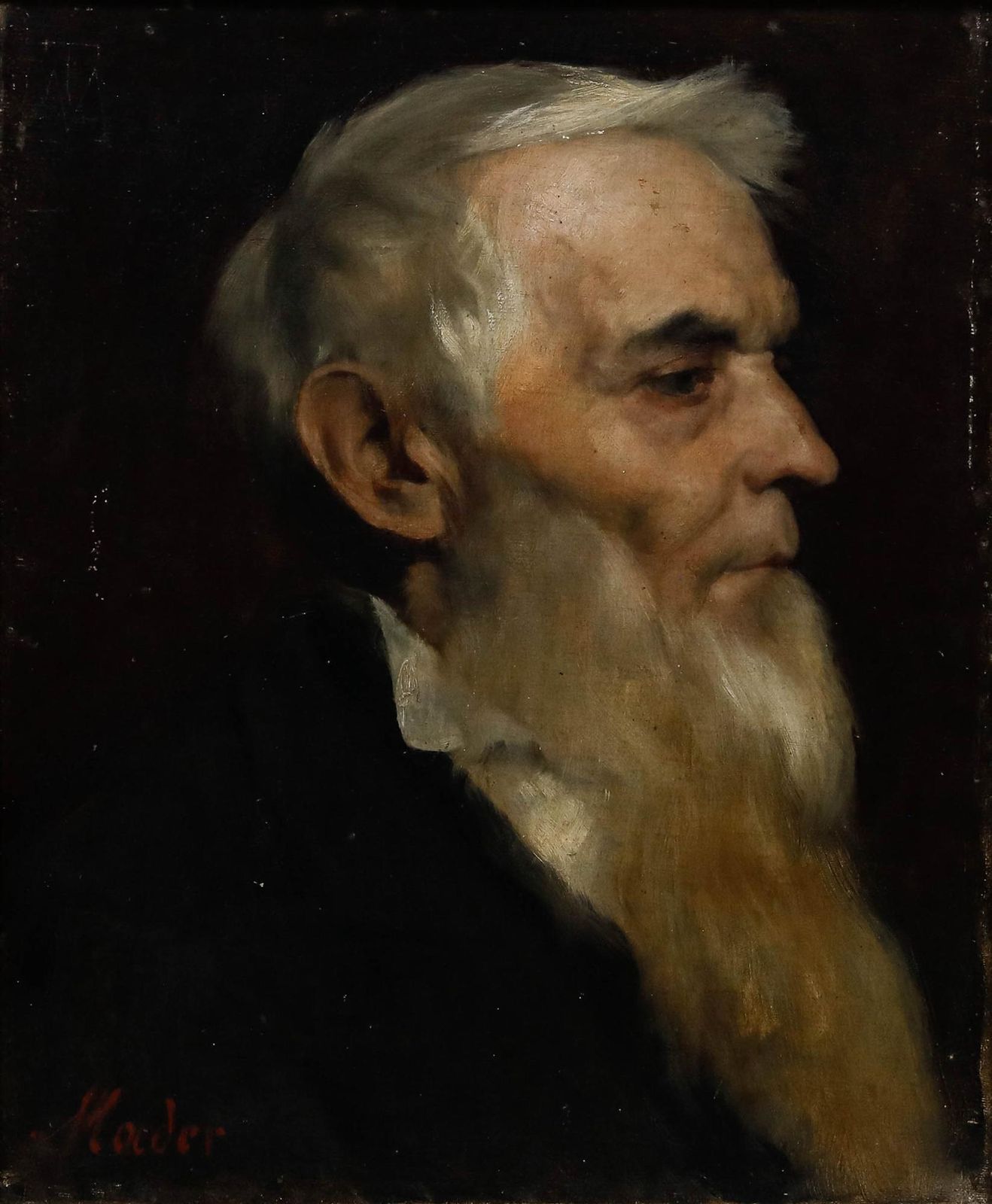 Mader   19th Century Oil, Portrait Of A Gentleman In Profile photo for sale