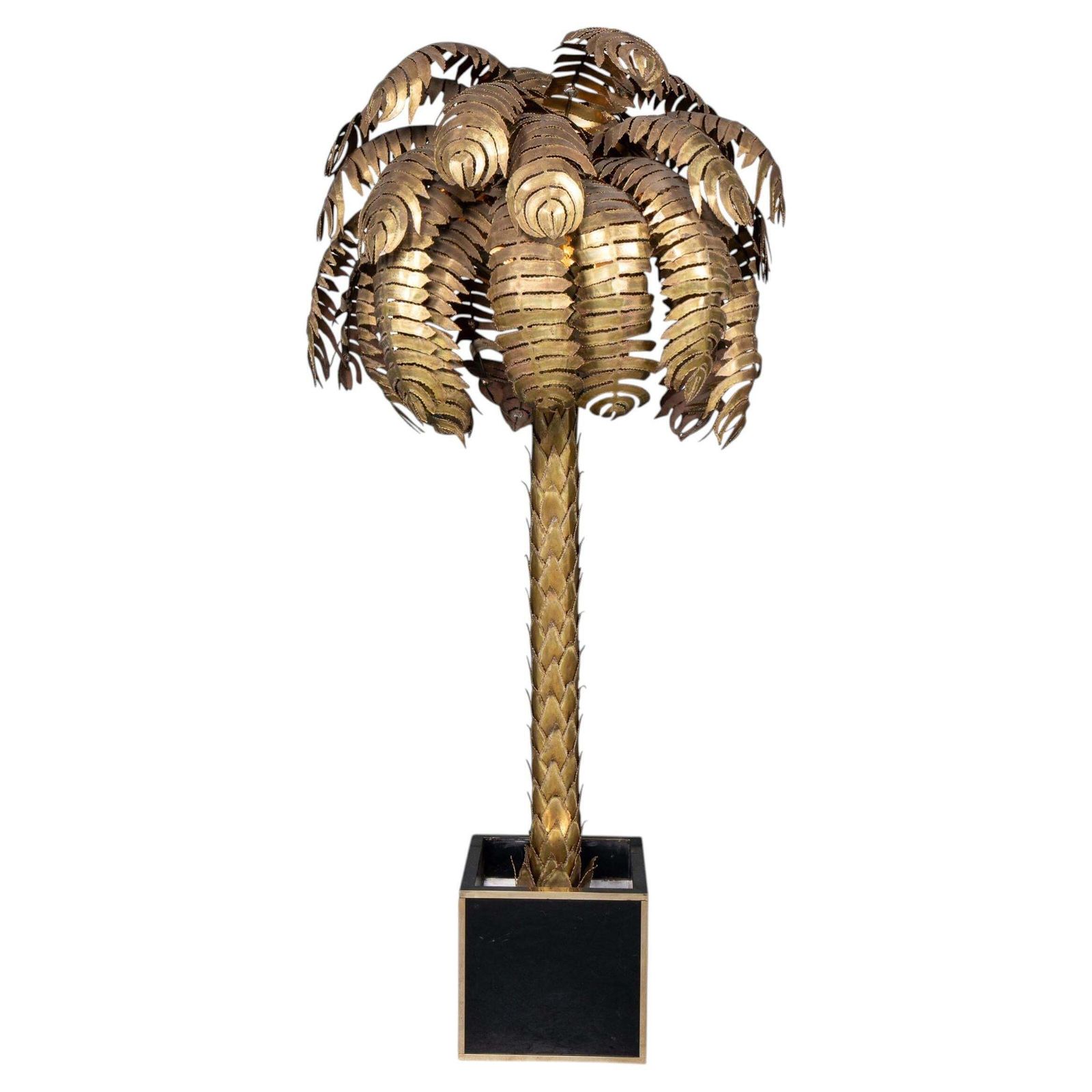 20thc French Palm Tree Floor Lamp, Christian Techoueyres For Maison Jansen C1970