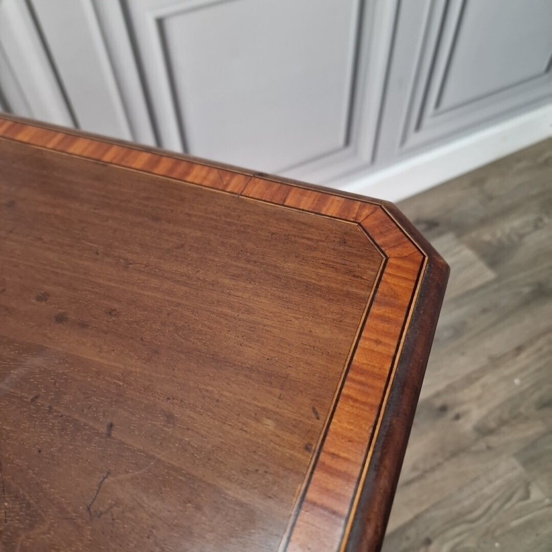 Antique Serving Table   19th Century French Napoleon III Inlaid Wooden Folding photo vinterior