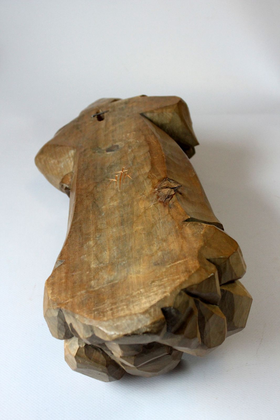 Mid Century Wooden German Sculpture "Monk With A Tankard"   Handcarved   Vintage From The 50s photo vintage