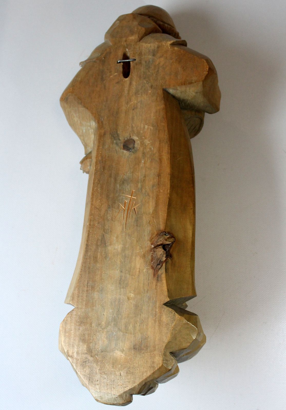 photo furniture Mid Century Wooden German Sculpture "Monk With A Tankard"   Handcarved   Vintage From The 50s