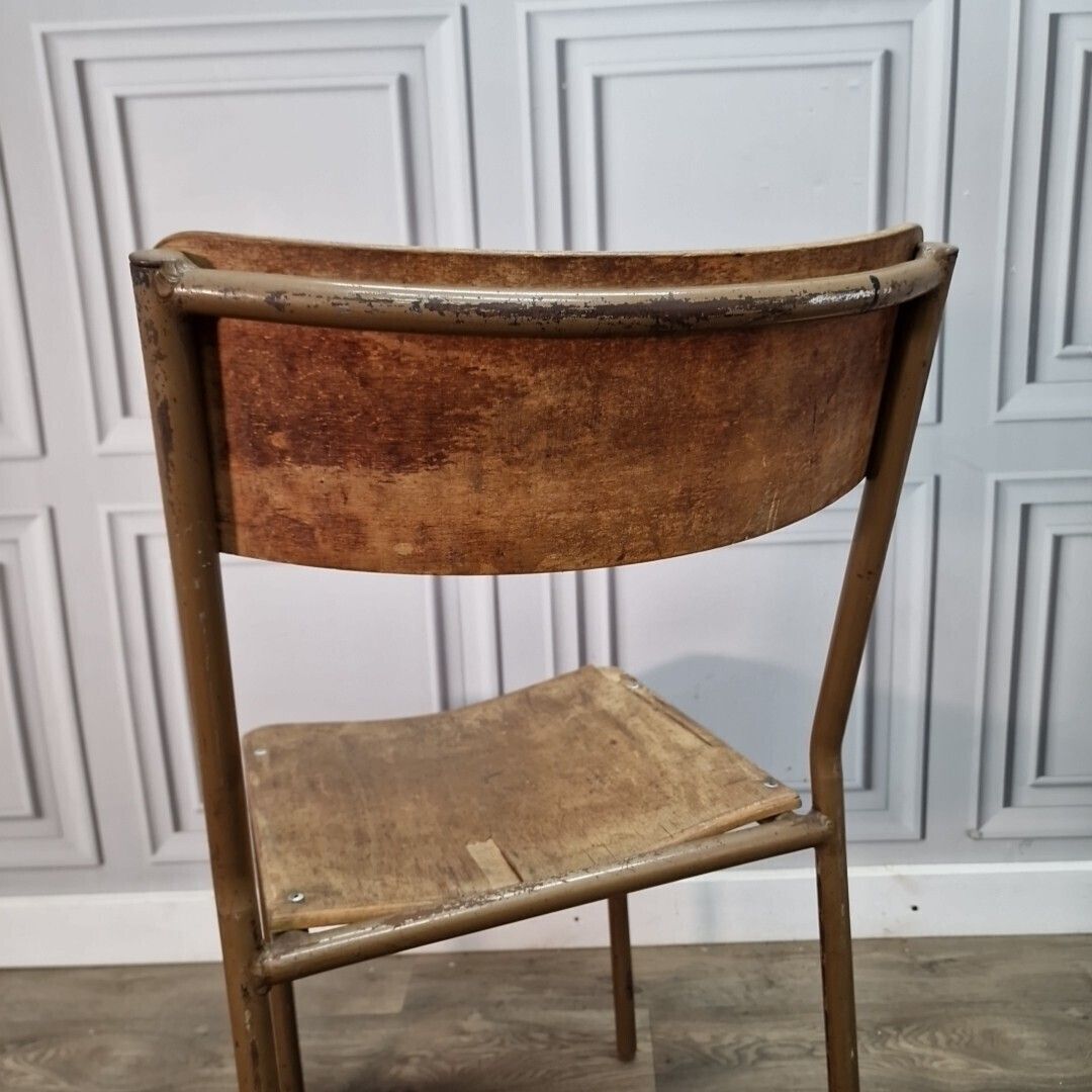 photo vinterior Vintage Industrial Chair   Single Tubular Metal & Plywood Office Desk Seat