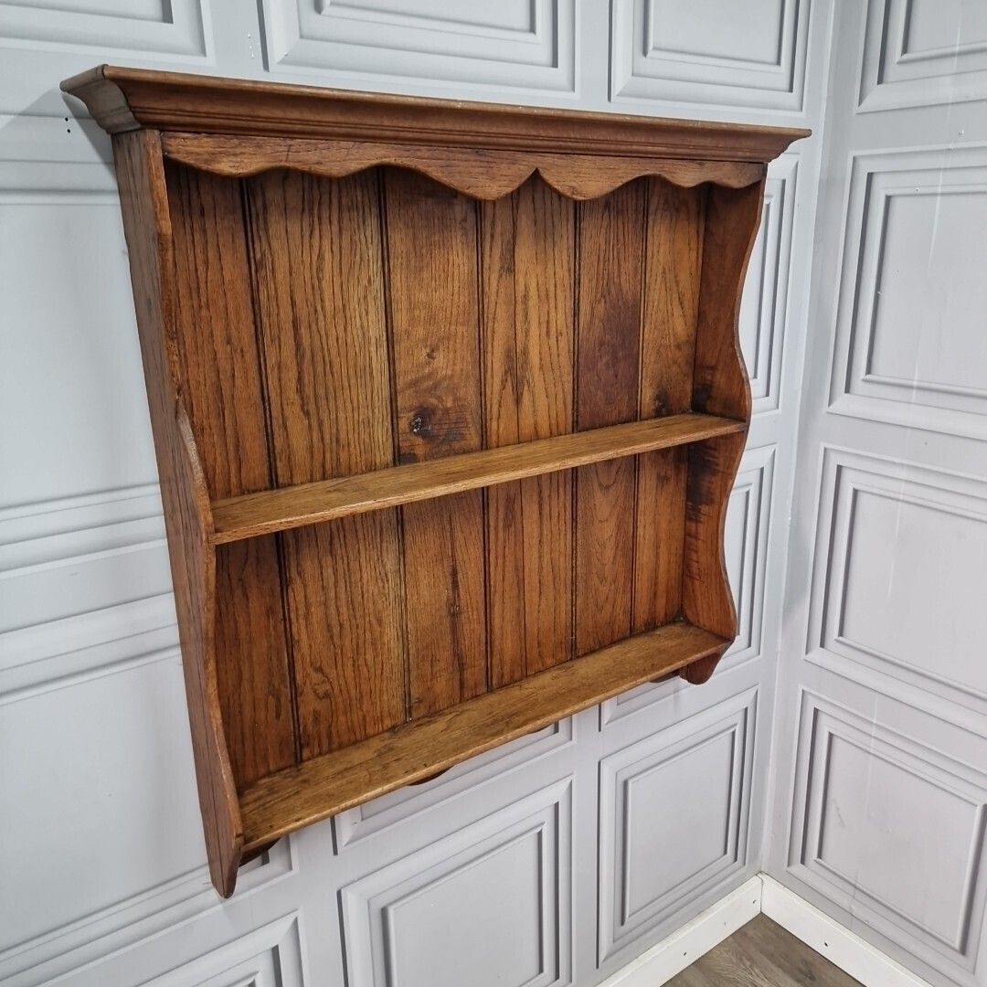 Antique Victorian Wall Shelving   Unit Display Shelf Rustic Wooden Oak Farmhouse photo furniture