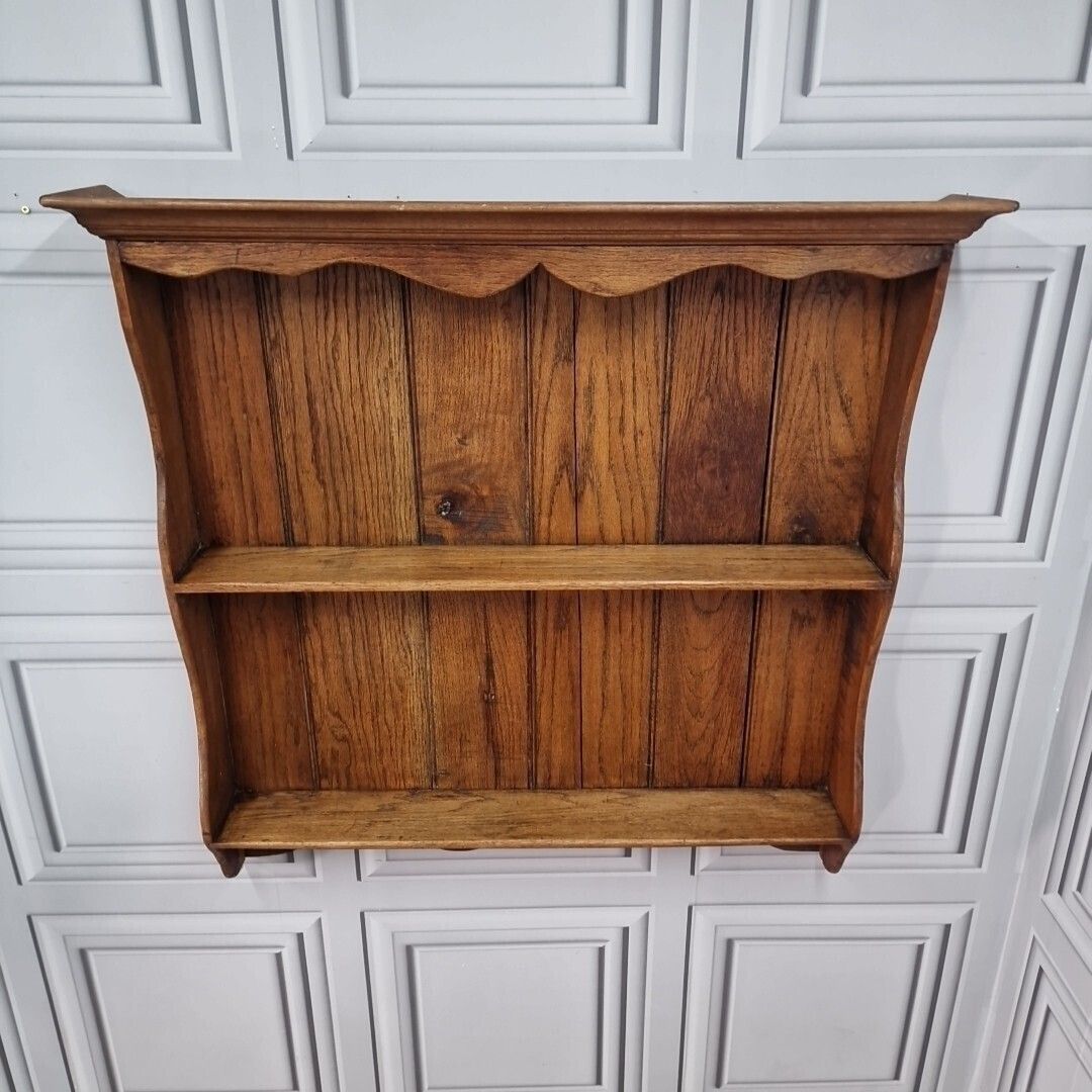 Antique Victorian Wall Shelving   Unit Display Shelf Rustic Wooden Oak Farmhouse photo Furniture