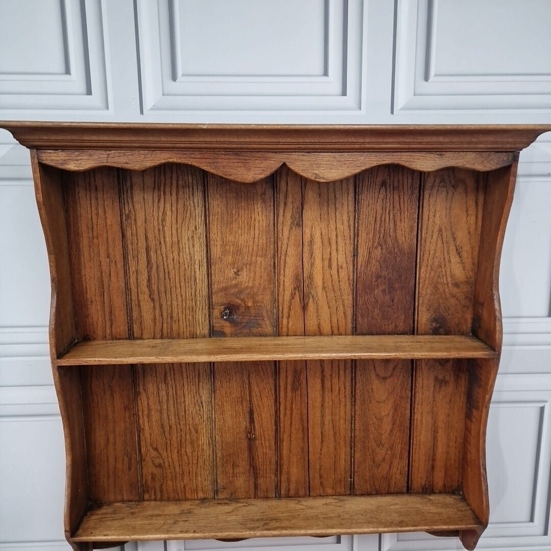 Antique Victorian Wall Shelving   Unit Display Shelf Rustic Wooden Oak Farmhouse photo 230.0