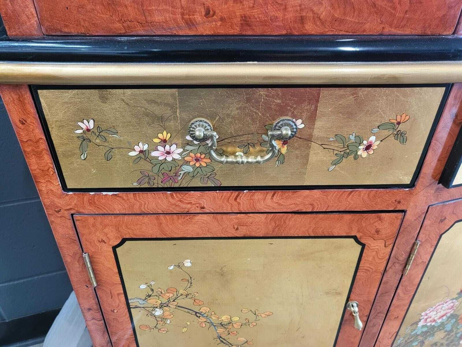 510.0 Chinese Ornate Glazed Curved Bookcase Display Cabinet Drawers photo