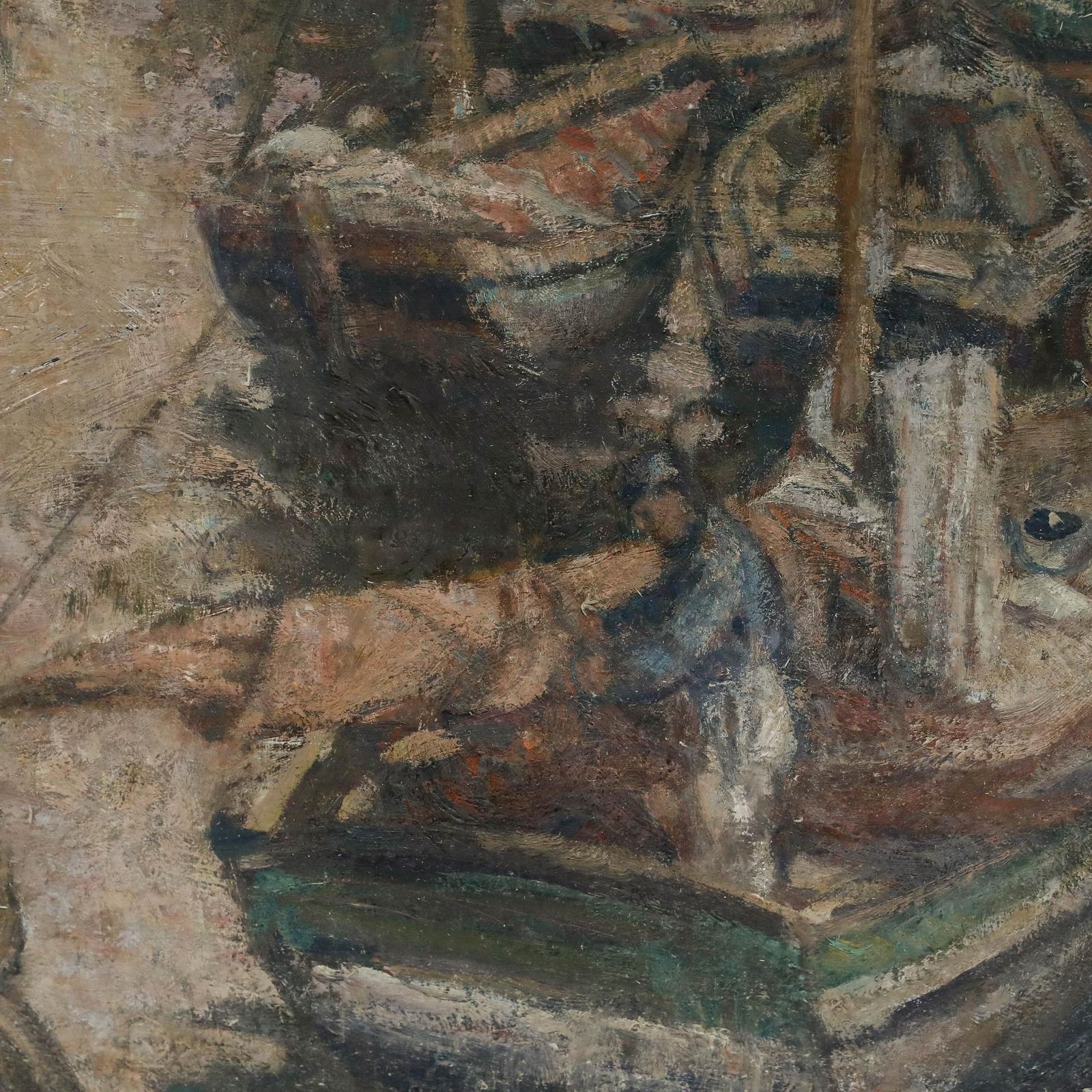 Richard Schreiber (1904 1963)   Mid 20th Century Oil, Breton Fishing Port photo 395.0