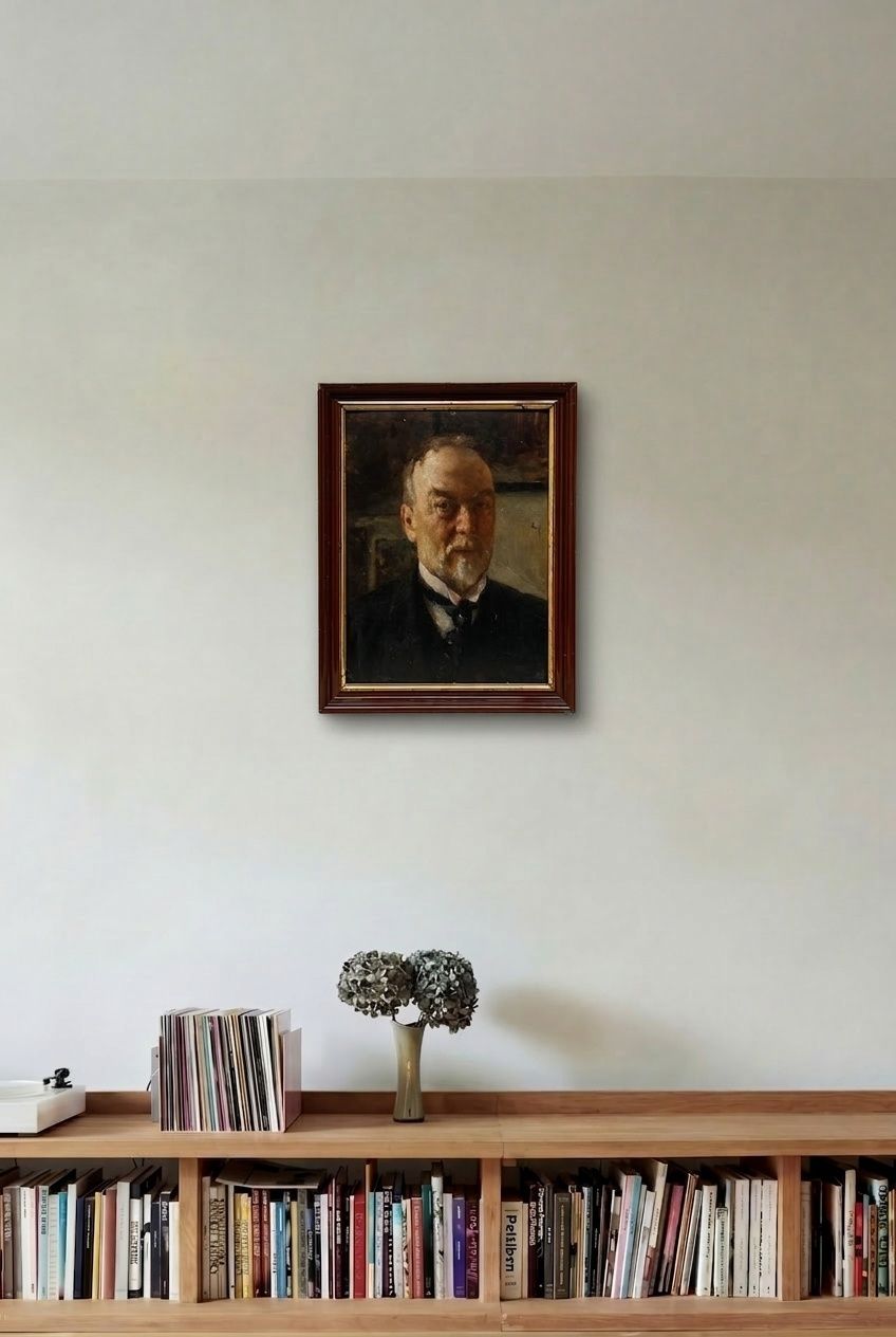 Gabriel Von Hackl (1843 1926)   Framed Early 20th Century Oil, Self Portrait photo Art