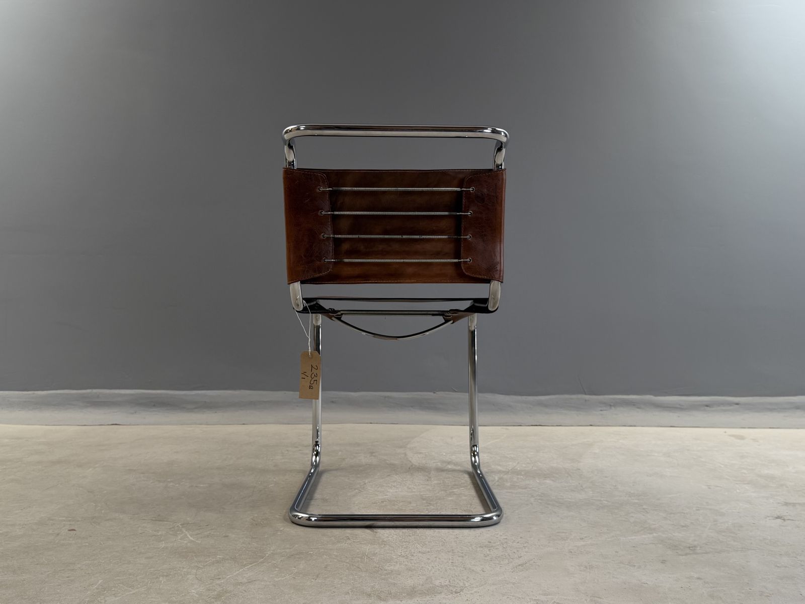 Mart Stam Marcel Breuer S33 1 One Chair  Chrome Tan Brown Cognac Leather Cantilever Bauhaus Mid Century Dining Chairs Desk Side Bedroom photo Furniture