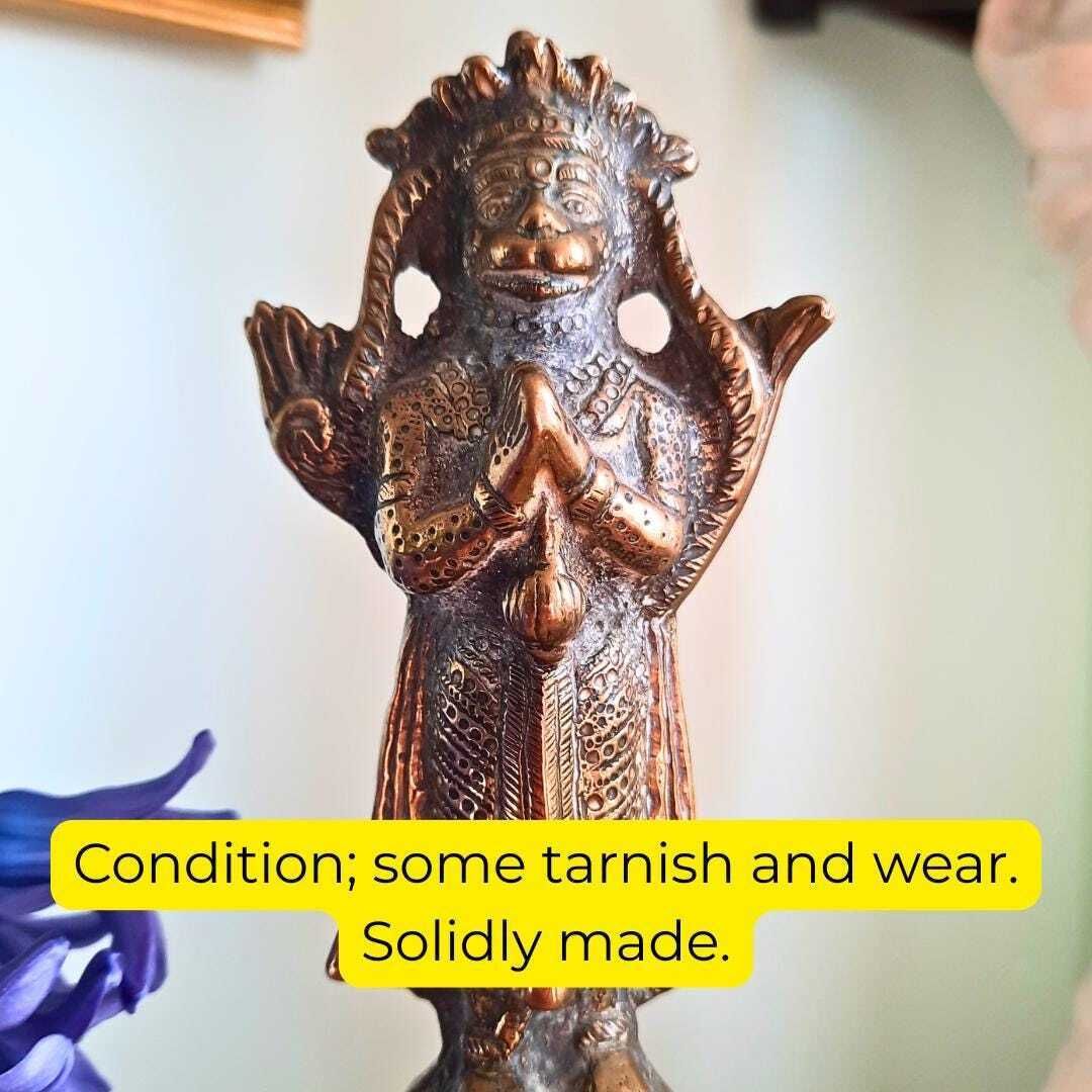 Large Heavy Indian Antique Rare Temple Bell Hindu Religious Brass Hanuman Bell H 11.2'' photo furniture
