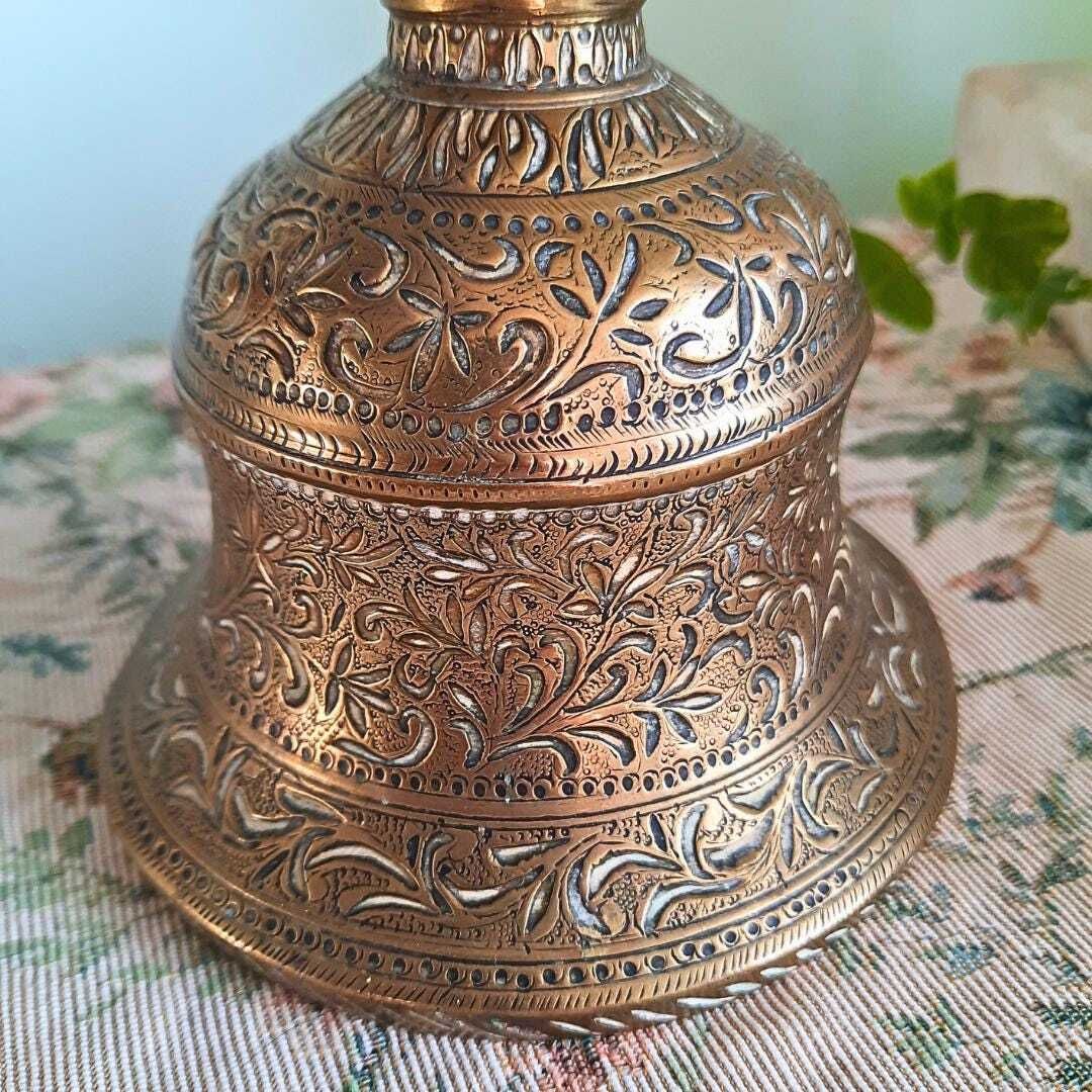 Large Heavy Indian Antique Rare Temple Bell Hindu Religious Brass Hanuman Bell H 11.2'' photo buy