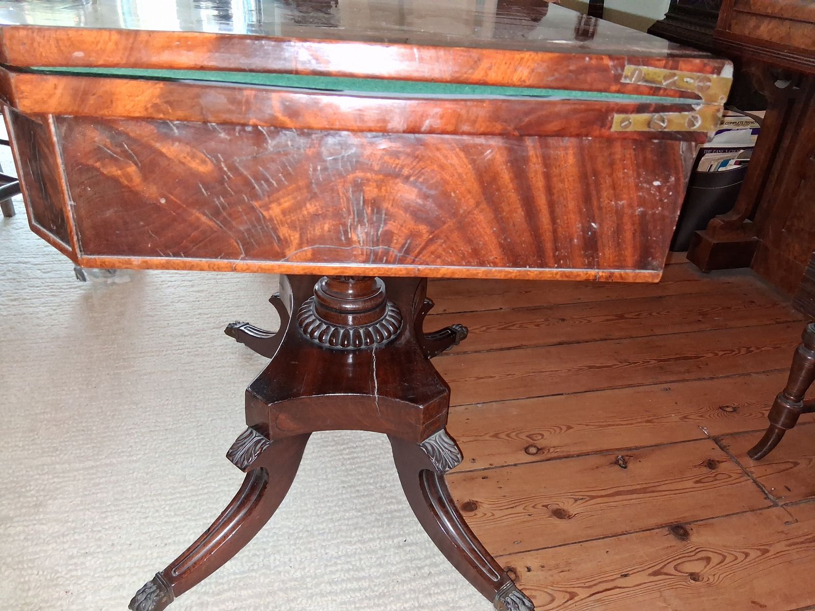 Antique  Mahogany Inlaid Card Table photo vintage