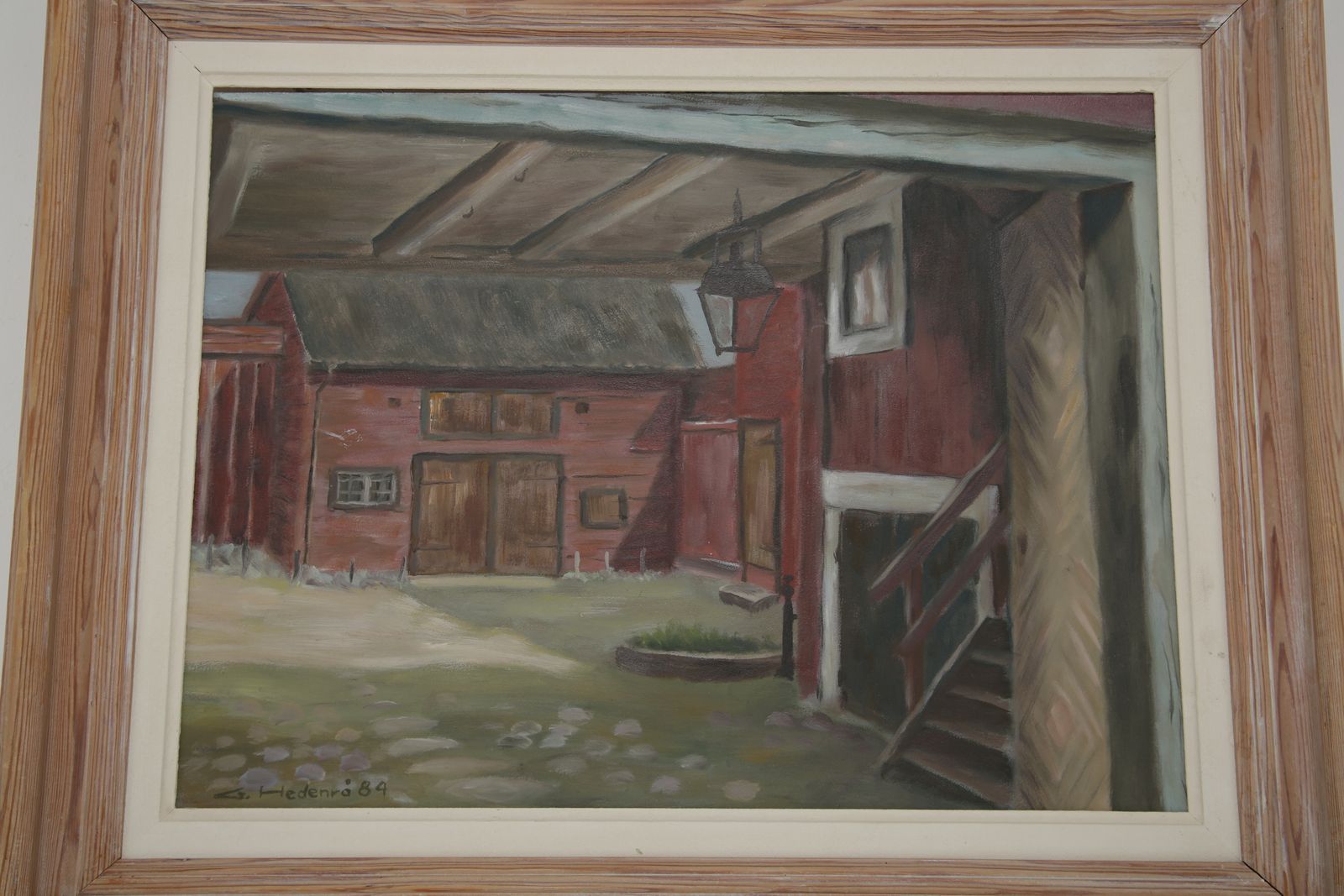‘Farm Courtyard’, Oil On Board By G. Hedenrå, Signed And Dated 1984 photo 375.0