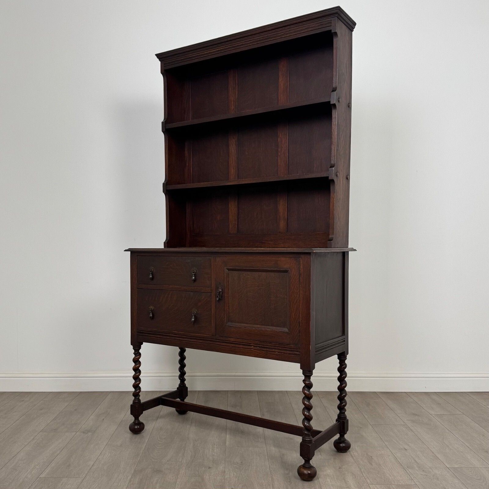 Antique 20th Century Barley Twist Welsh Dresser In Oak ( Af 5409 ) photo for sale