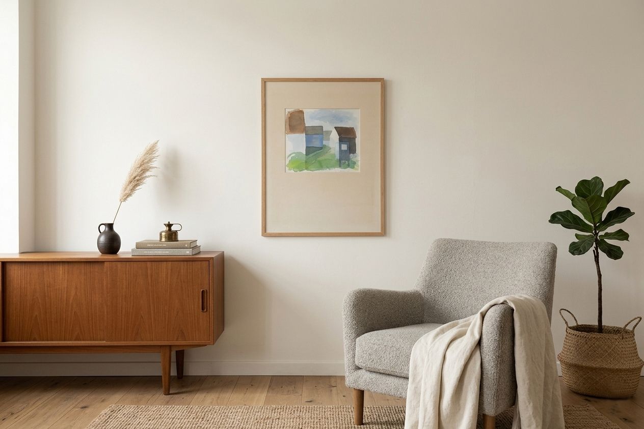 ‘House Silhouettes’, Watercolour On Paper By Birgit Swahn Persson, Signed. photo vinterior