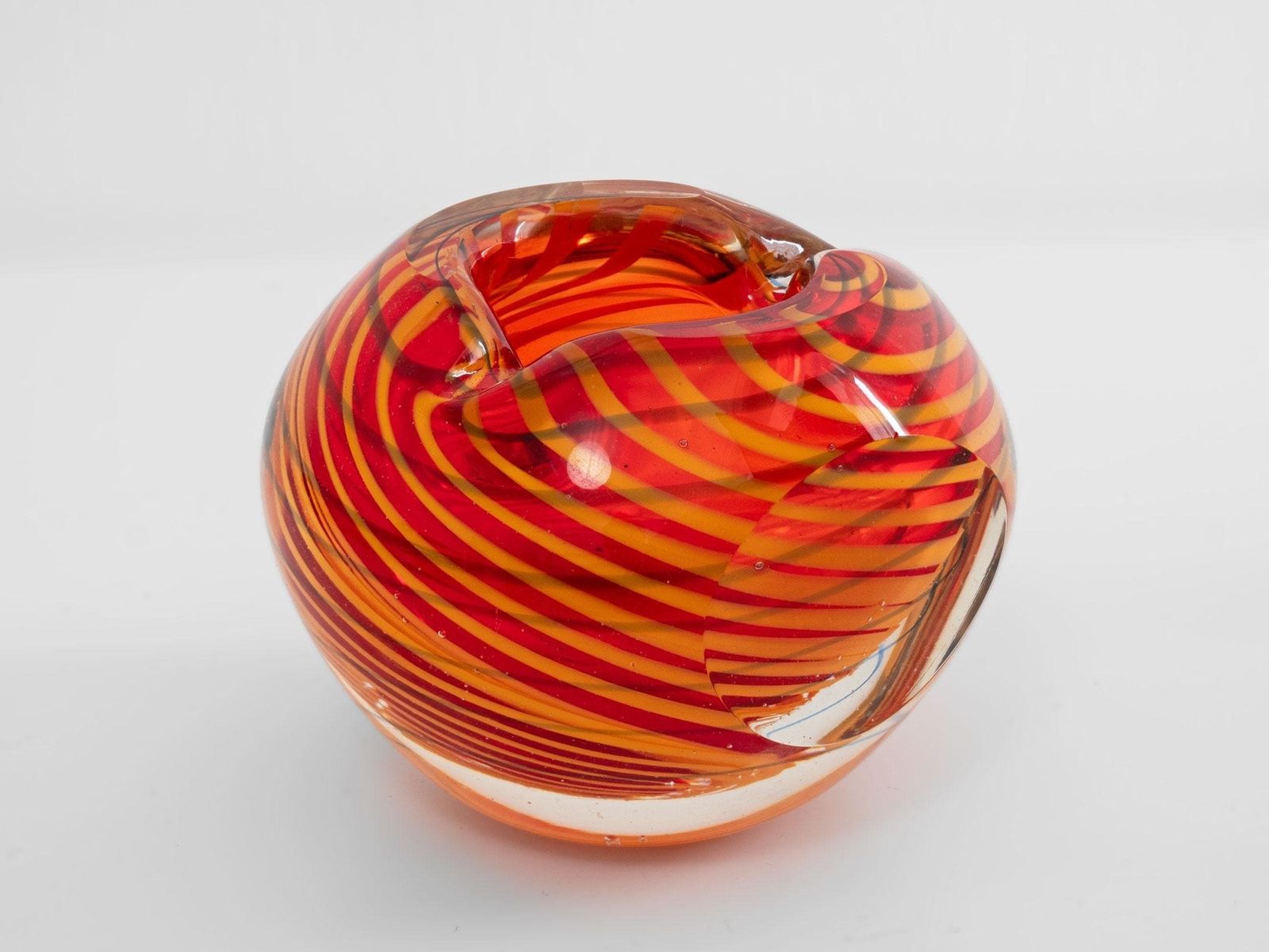 Red Yellow Striped Murano Glass Dish – Mid Century Ashtray Home Decor photo Home Decor