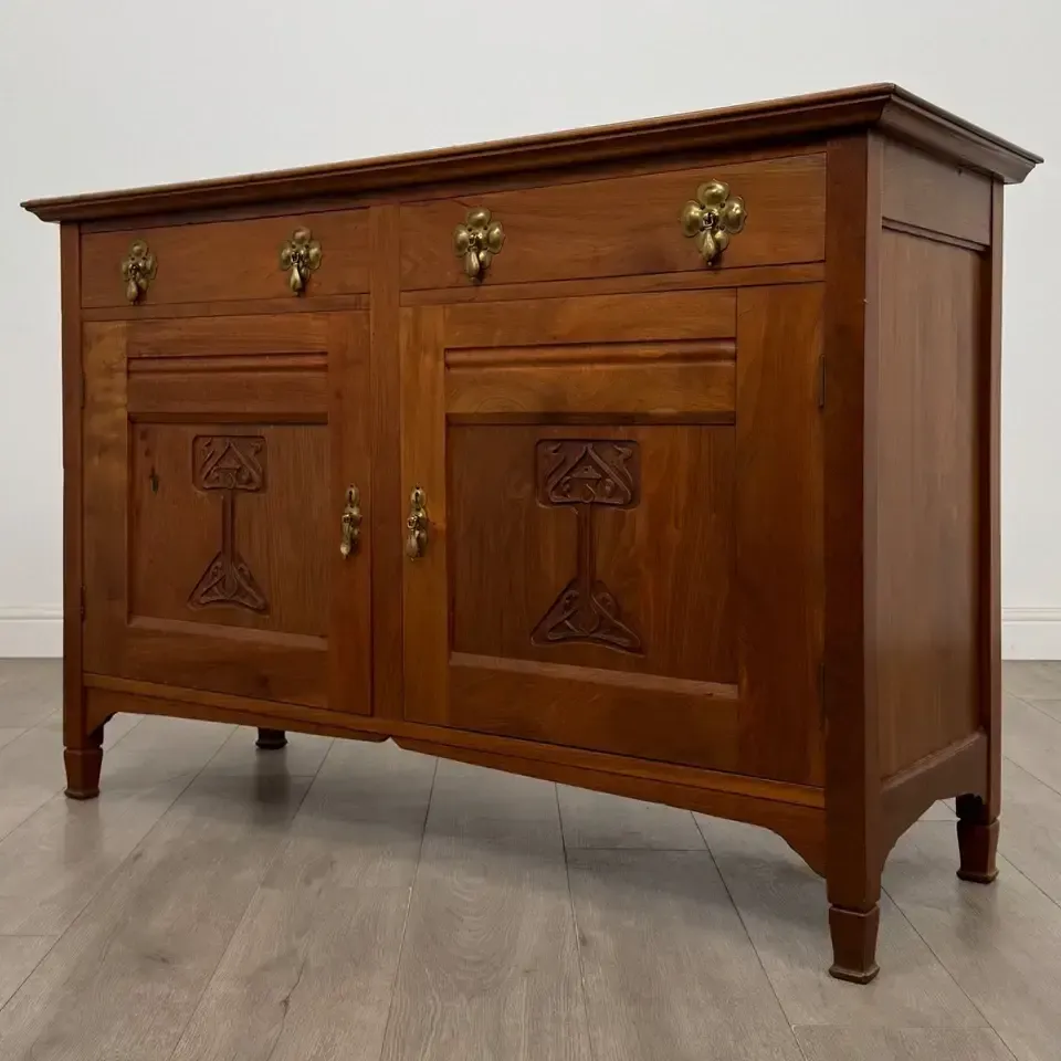 Antique 20th Century Art Nouveau Style Sideboard In Walnut photo for sale