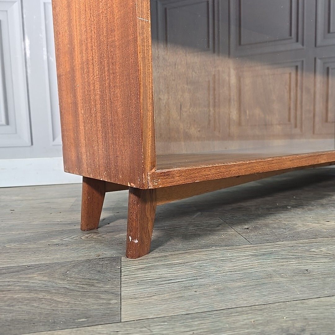 Mid Century Glass Bookcase Retro Vintage Teak Display Shelves Cabinet Wood Mcm photo Furniture