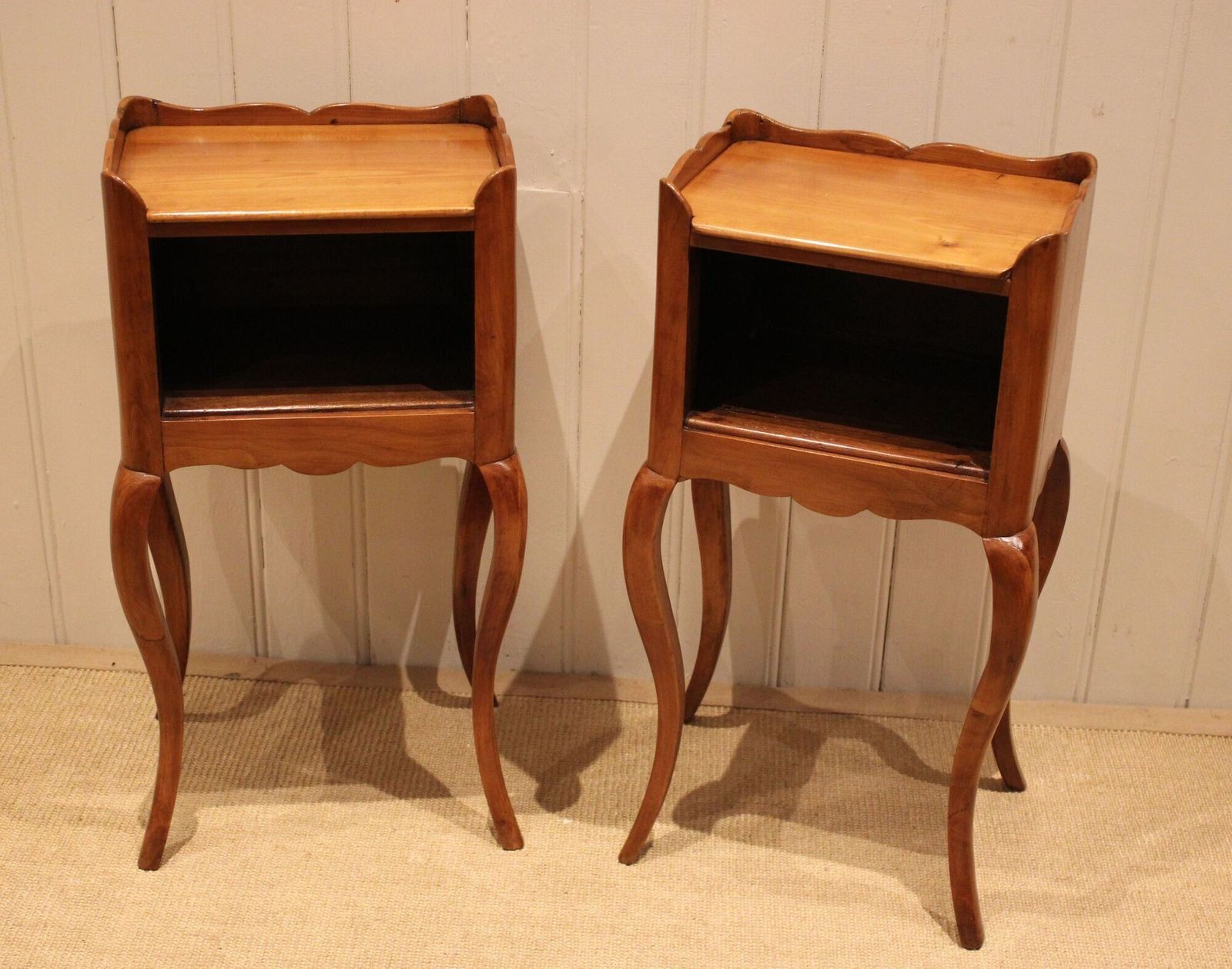 Pair Of French Cherry Wood Bedside Cabinets photo vintage