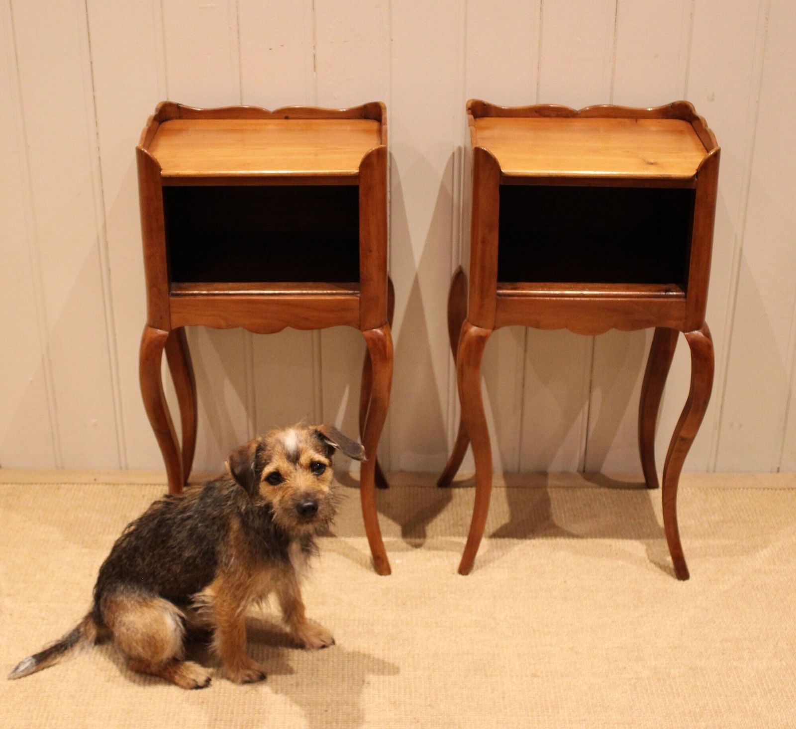 photo furniture Pair Of French Cherry Wood Bedside Cabinets