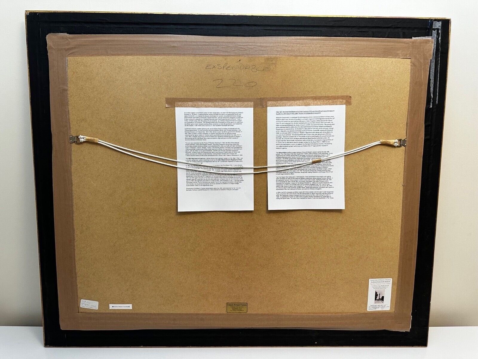 Large Framed Military Watercolour – Battle Of Chusan 1841, 55th Westmorland Regiment – Malcolm Greensmith photo vinterior