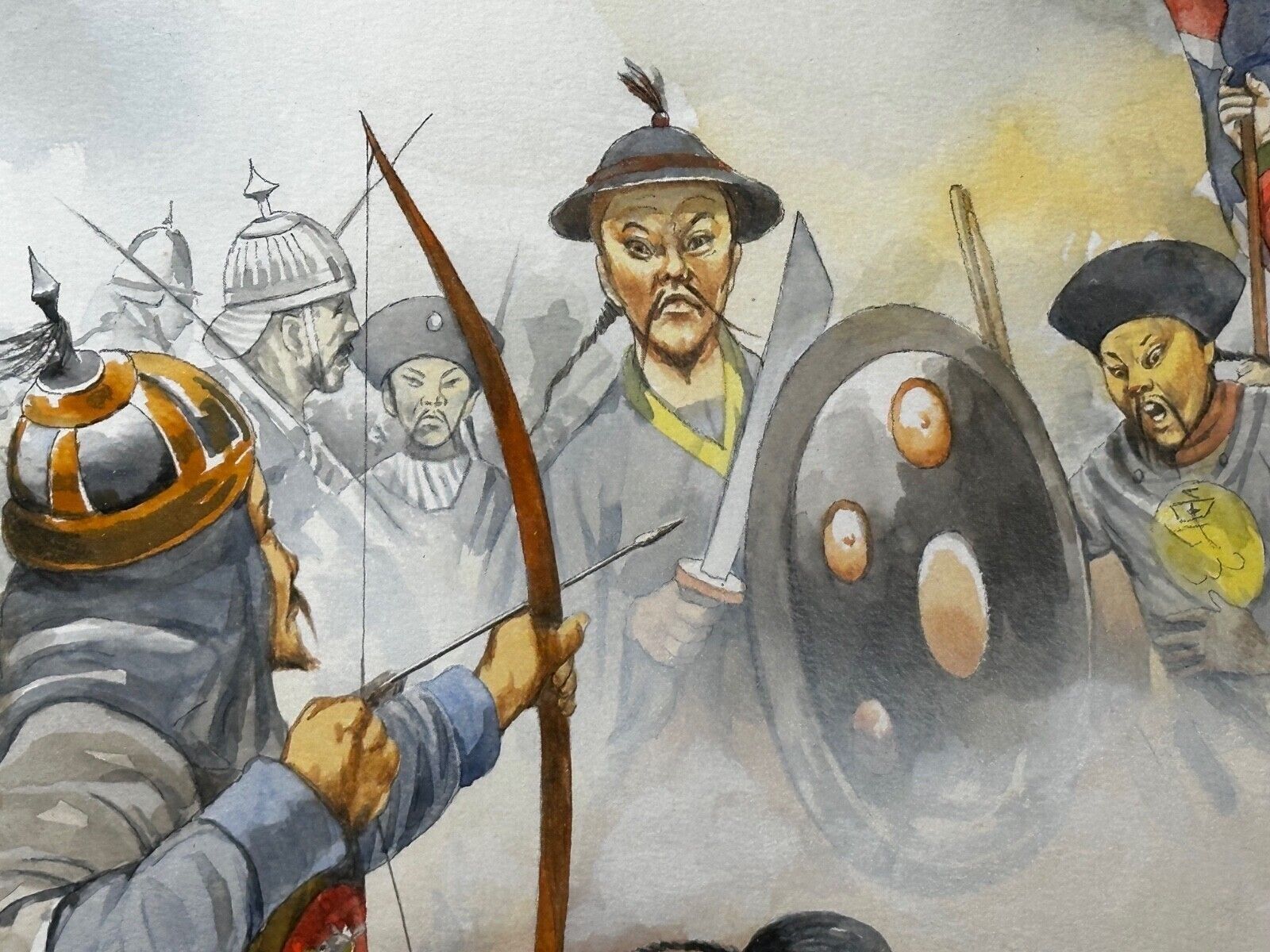 5000.0 Large Framed Military Watercolour – Battle Of Chusan 1841, 55th Westmorland Regiment – Malcolm Greensmith photo