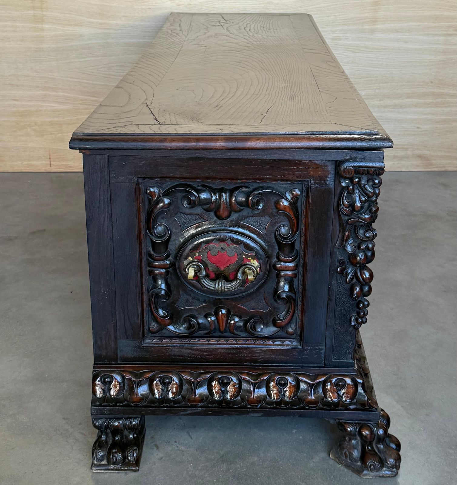 Banc de hall baroque espagnol à coffre, XIXe siècle photo buy