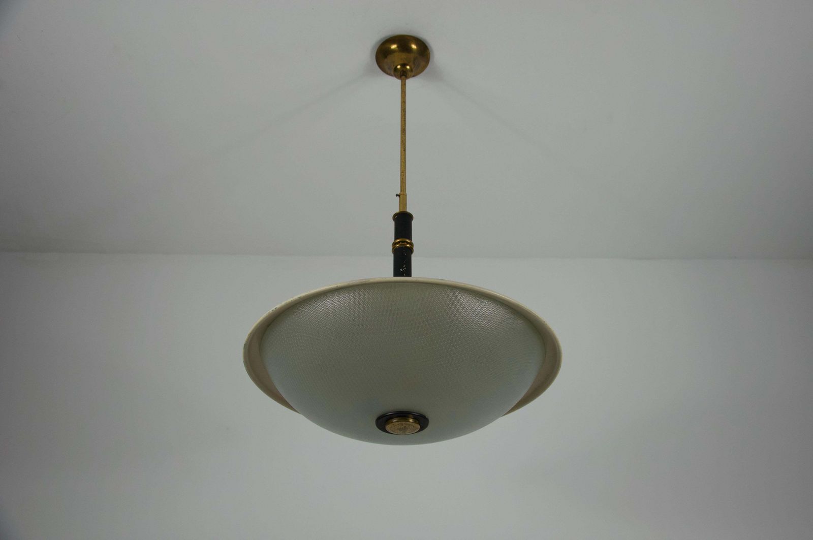 Mid Century Brass And Glass Ceiling Lamp By Stilnovo, Italy, 1960s photo buy